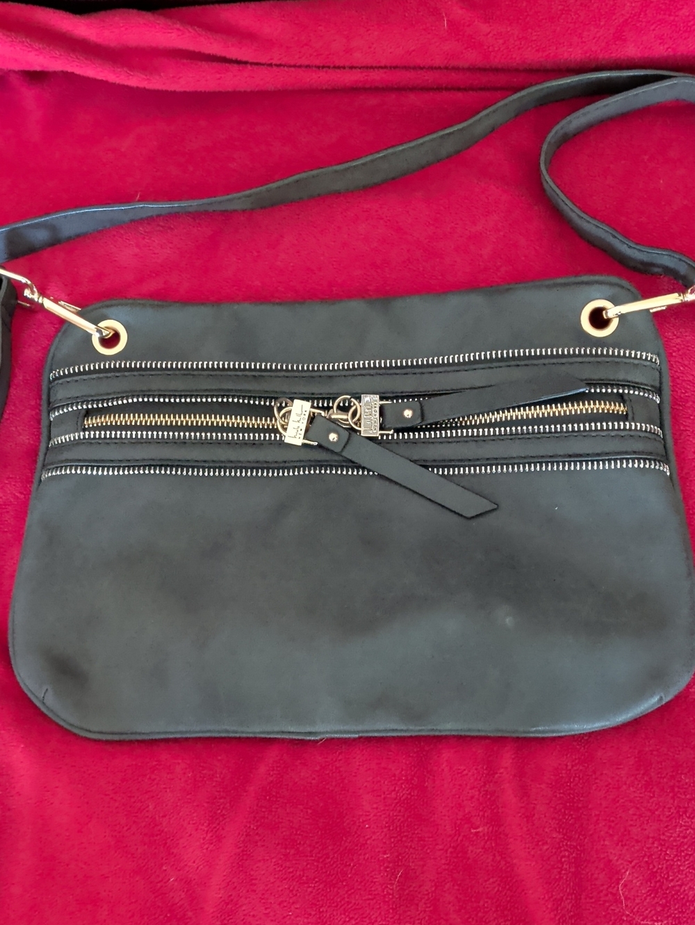 Nicole Miller Black Crossbody Bag with Gold Hardware